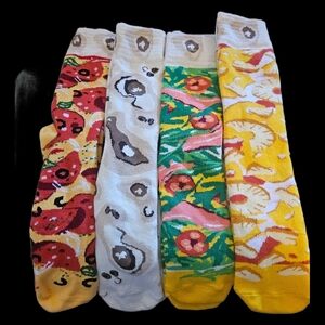 Rainbow Pizza Patterned Socks Set. Fun Funky